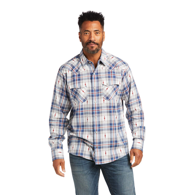 Ariat Hemden Herren - Hutton Retro Fit Blau/Weiß/Rot ( KPDGV-1480 )